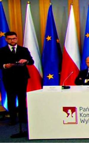 [VIDEO] Konferencja prasowa Państwowej Komisji Wyborczej - II tura, 22.04.2024 r. godz.6.00 PJM